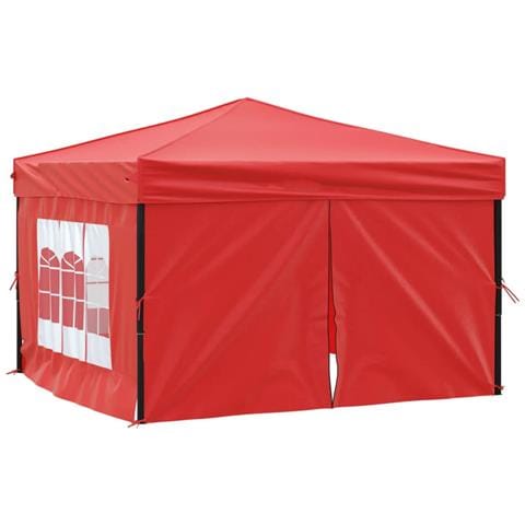 Tenda Per Feste Pieghevole Con Pareti Laterali Rosso 3x3 M - Foto 1