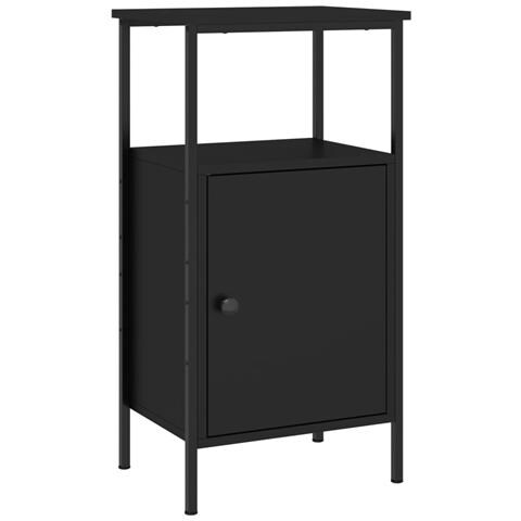 Comodino Nero 41x31x80 Cm In Legno Multistrato - Foto 1