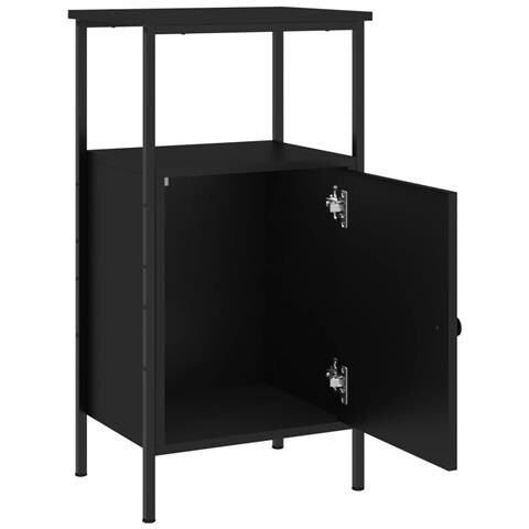Comodino Nero 41x31x80 Cm In Legno Multistrato - Foto 9