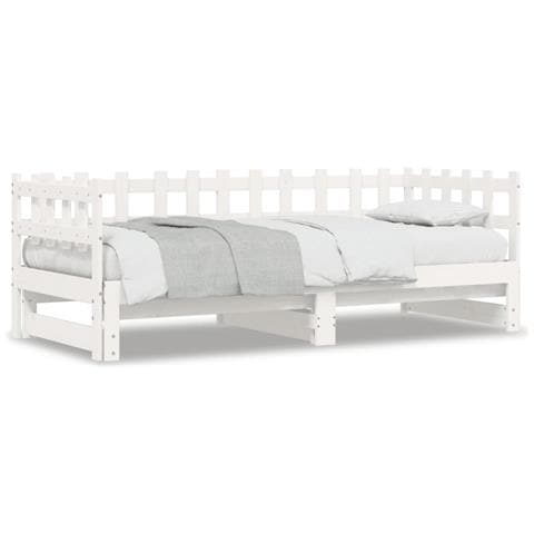 Dormeuse Estraibile Bianca 2x (80x200) Cm Legno Massello Di Pino - Foto 1