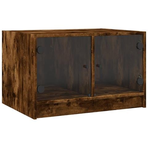 Tavolino Da Salotto Con Ante In Vetro Rovere Fumo 68x50x42 Cm - Foto 2
