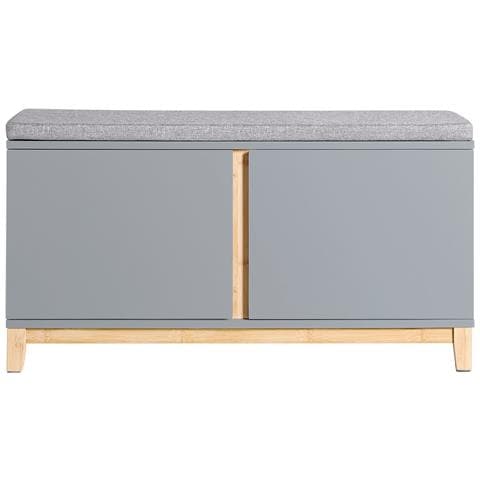 Panca Scarpiera Ingresso Con Seduta, Cassapanca Contenitore Con 2 Ante Grigio Fsr117-hg - Foto 1