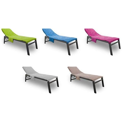 Telo Mare Lettino In Spugna Tinta Unita Con Tasche Modello Pool&beach Lettino Verde Acido - Foto 2