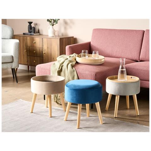 Sgabello Contenitore Neely Velluto Blu Marino - Foto 1