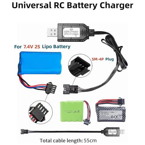 Caricabatterie Usb Universale Per Batterie Lipo 7.4v 2s - Compatibile Con Auto /drone /barca Rc - Protezione Sovraccarico - Indicatore Di Carica, Nero - Foto 3