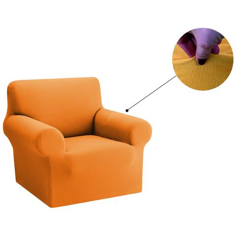 Copridivano Copriseduta Sofà Elasticizzato Tinta Unita Smile Tessuto Millerighe Poltrona Oro - Foto 1