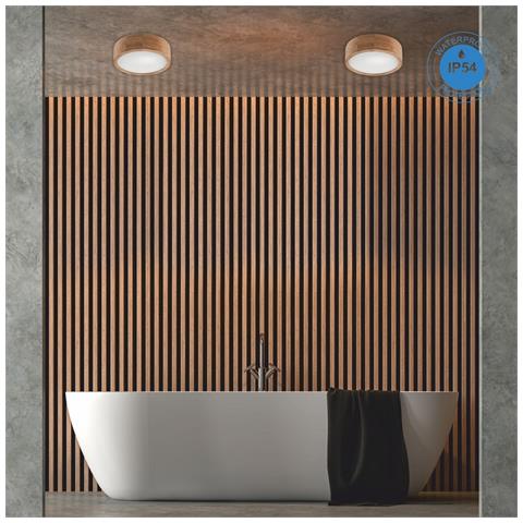 Lampada A Soffitto Eveline - Marrone - Legno, Vetro - 27x27x80 Cm - Foto 2