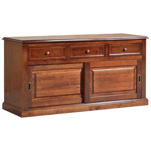 Madia Credenza In Legno 2 Porte Scorrevoli Tinta Noce L. 157 P. 53 H. 78 - Foto 1