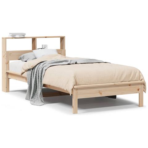 Letto Libreria Senza Materasso 90x190 Cm Legno Massello Pino - Foto 2