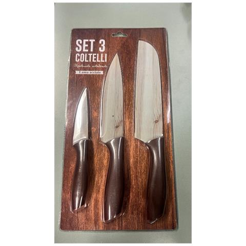 Master Casa Set 3 Coltelli Lama Acciaio Rivestimento Antiaderente - Foto 2