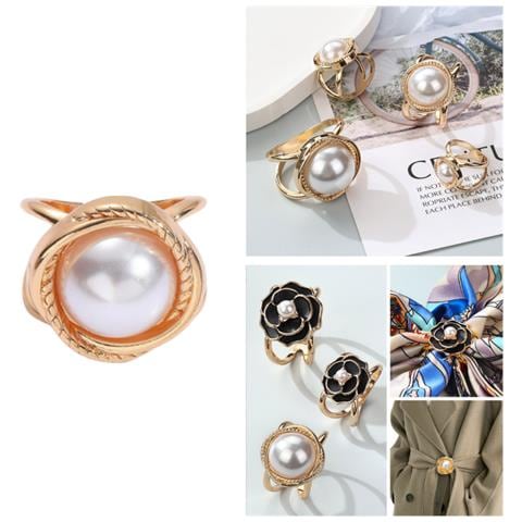 Set Di 5 Fermagli Per Sciarpa A Camelia Per Abiti, Sciarpe E Scialli Gold Xl - Foto 1