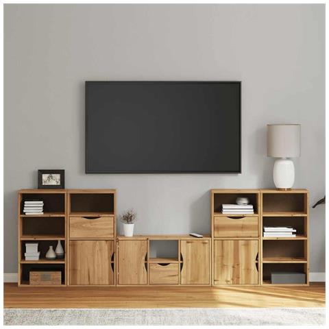 Mobile TV 5 pz con Contenitore ODDA in Legno Massello di Pino - Foto 1