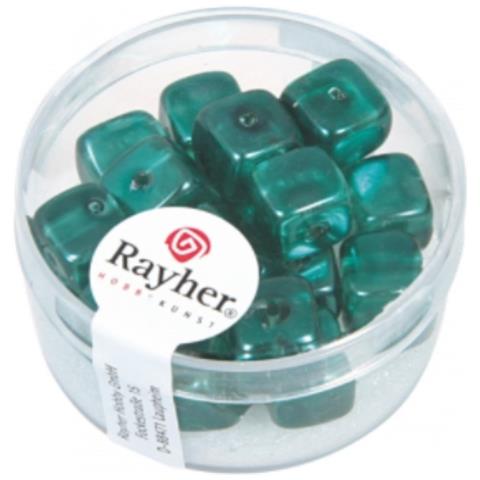 Rayher - 18 Pezzi - Perle In Vetro Quadrate 8x9mm - Colore Turchese - Foto 1