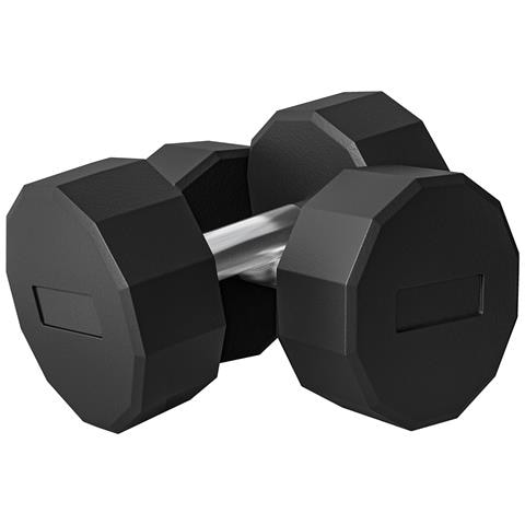 Set 2 Manubri a 12 Lati da 15 kg in Metallo e Gomma con Impugnatura Antiscivolo, 26x15.5x15.5 cm, Nero - Foto 1