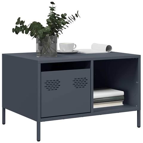 Tavolino Antracite 68,5x50x43,5 Cm In Acciaio Laminato A Freddo - Foto 1