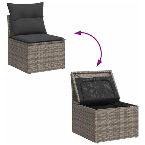 Set Divano Da Giardino 9 Pz Con Cuscini Grigio In Polyrattan - Foto 10