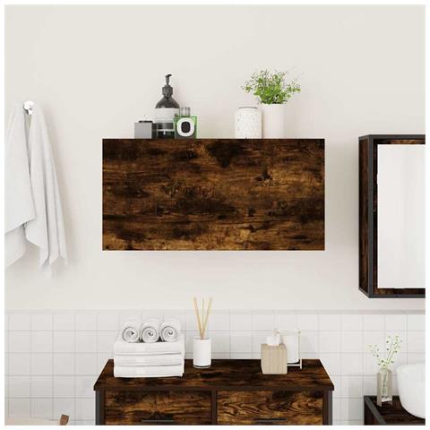 Mobile Da Bagno A Parete Rovere Fumo 80x25x40 Cm In Truciolato - Foto 3
