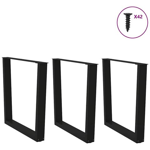 Gambe Per Tavolo Da Pranzo A V 3 Pz Nero 90x(72-73,3)cm Acciaio - Foto 3