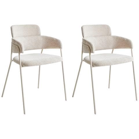 Set Di 2 Sedie Da Pranzo Paonia Ciniglia Beige Chiaro - Foto 2