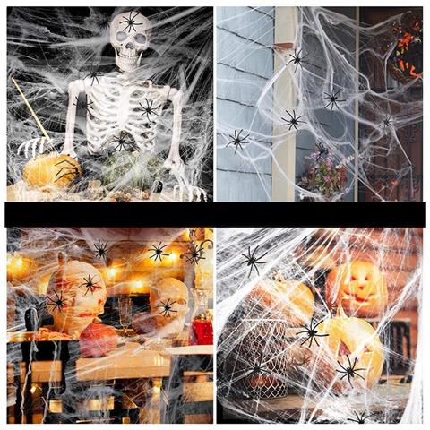 Decorazione Halloween Spettrale: Mietitore Appeso Con Ragnatela E Ragni - Foto 2