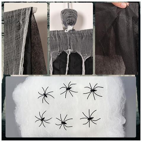 Decorazione Halloween Spettrale: Mietitore Appeso Con Ragnatela E Ragni - Foto 5