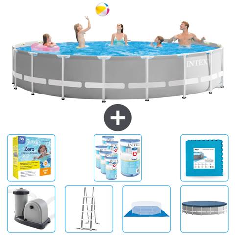 Piscina Fuori Terra - In Giro - 549x549x122 Cm - Grigio - Include Accessori Coordinati Cb48 - Foto 1