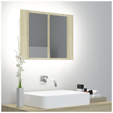 Lusso Casadino - Armadietto A Specchio Con Luci Led Rovere Sonoma In Acrilico - Foto 8