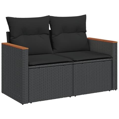 Lusso Casadino -  Set Divani Da Giardino 13pz Con Cuscini Nero In Polyrattan - Foto 2