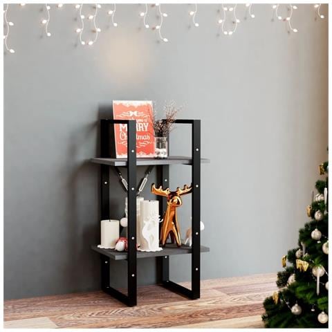 Libreria A 2 Ripiani Grigia 40x30x70 Cm In Massello Di Pino - Foto 8