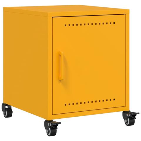 Lusso Casadino -  Comodino Giallo Senape 36x39x43,5 Cm In Acciaio - Foto 1