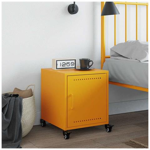 Lusso Casadino -  Comodino Giallo Senape 36x39x43,5 Cm In Acciaio - Foto 2