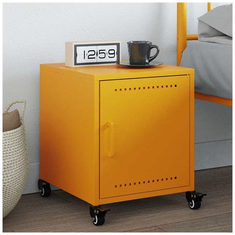 Lusso Casadino -  Comodino Giallo Senape 36x39x43,5 Cm In Acciaio - Foto 8