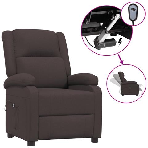 Poltrona Elettrica Reclinabile Marrone Scuro In Tessuto - Foto 1