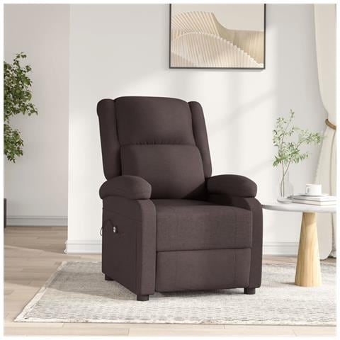 Poltrona Elettrica Reclinabile Marrone Scuro In Tessuto - Foto 8