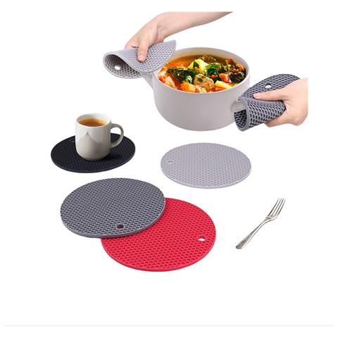 Set Di 2 Sottopiatti In Silicone Resistenti Al Calore - Cuscinetti Rotondi Lightgrey - Foto 2
