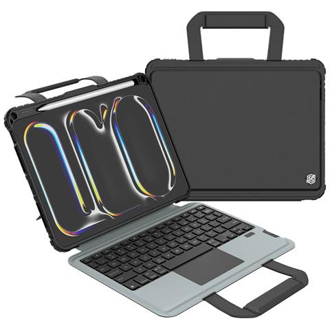 Custodia Con Tastiera Retroilluminata Per Ipad Pro 11” Antiurto Con Touchpad, Nero - Foto 4