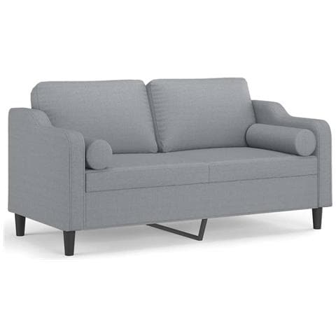 Divano a 2 Posti con Cuscini Grigio Chiaro 140 cm in Tessuto - Foto 1