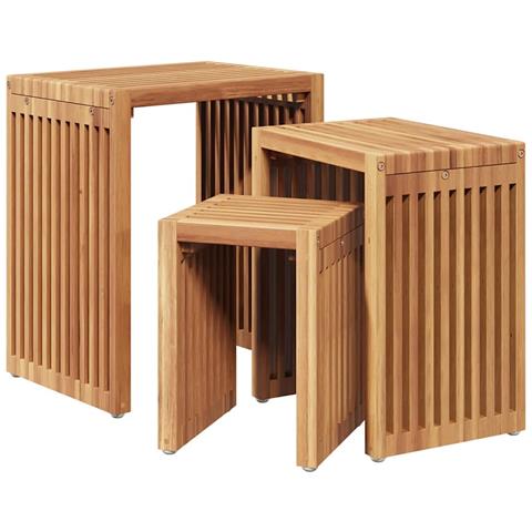 Set di Tavoli da Giardino 3 pz Legno Massello Teak - Foto 1