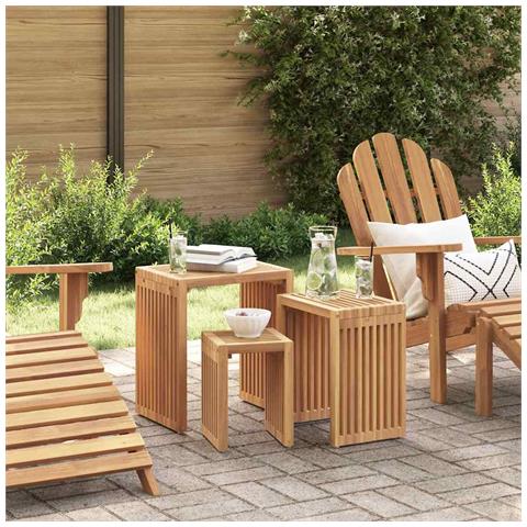 Set di Tavoli da Giardino 3 pz Legno Massello Teak - Foto 2