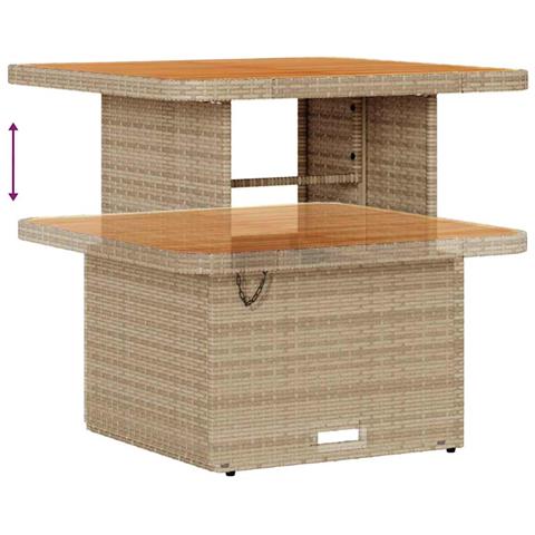 Set di divani da giardino  11 pezzi con cuscini beige rattan poliestere acacia, Divano da giardino  2 posti con cuscini beige rattan poliestere, Set pranzo da giardino  3 pezzi con cuscini beige rattan poliestere acacia - Foto 9