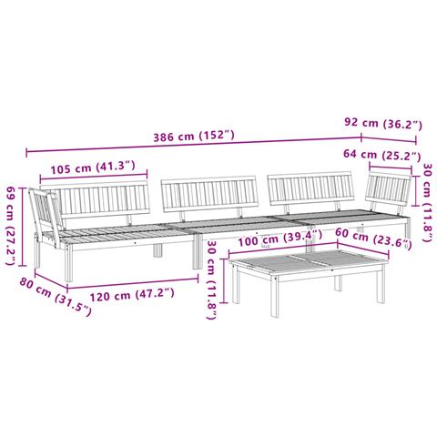 Set Divano Pallet da Giardino 4 pz in Legno Massello di Acacia - Foto 8