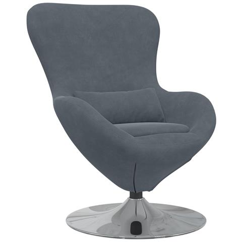 Poltrona a Uovo Grigia in Velluto - Foto 1