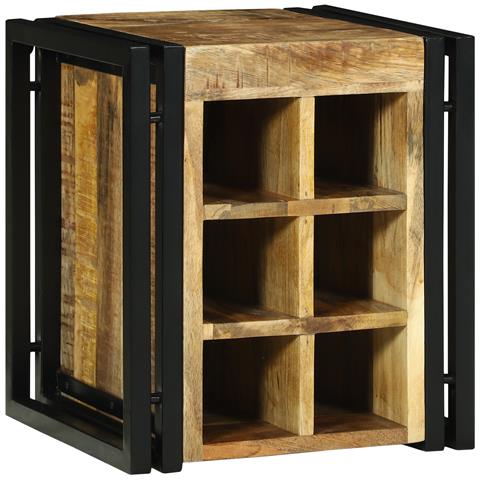 Portabottiglie 34.5 x 35 x 39 cm Legno Massiccio di Mango Grezzo - Foto 1