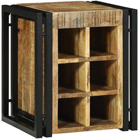 Portabottiglie 34.5 x 35 x 39 cm Legno Massiccio di Mango Grezzo - Foto 2