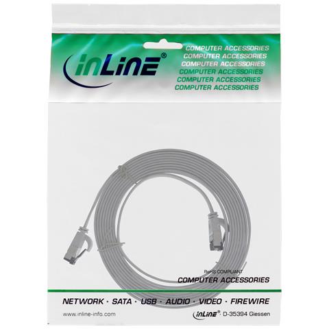 Patch Cable flat, U /FTP, Cat. 8.1, TPE senza alogeni, grigio, 1m - Foto 2