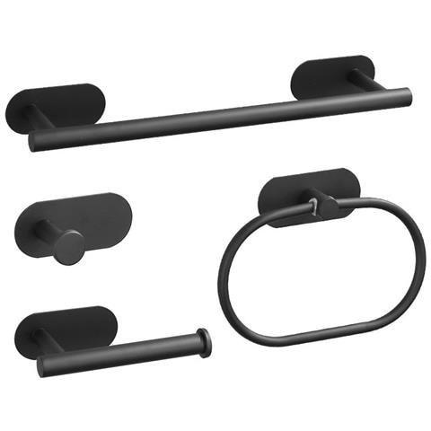 Set Di 4 Appendiabiti Da Bagno In Acciaio Inossidabile Senza Foratura Black - Foto 2
