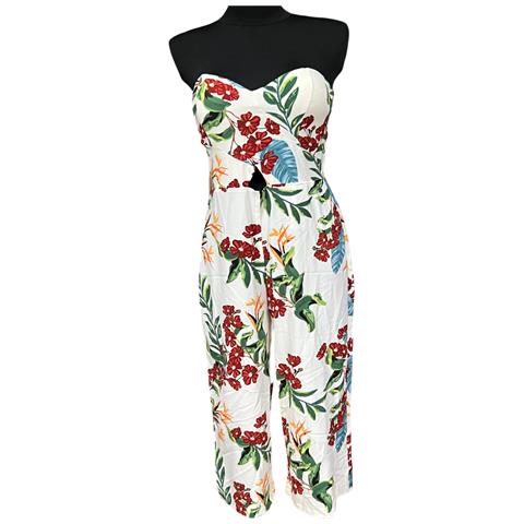 Tuta Da Donna A Fiori Senza Spalline Push Up Bianca M - Foto 1