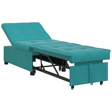 Divano Letto Turchese 67 x 194 x 38 cm Velluto - Foto 1