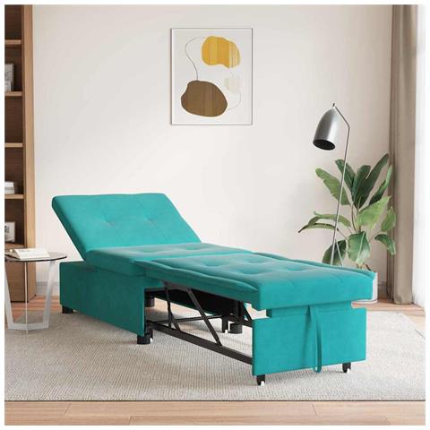 Divano Letto Turchese 67 x 194 x 38 cm Velluto - Foto 2