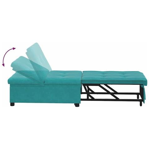 Divano Letto Turchese 67 x 194 x 38 cm Velluto - Foto 9